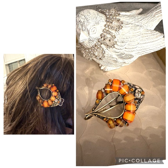 Accessories - ANTIQUE BRASS FILIGREE HAIR CLIP BEADED RHINESTONE BARRETTE BOHO STATEMENT PIECE